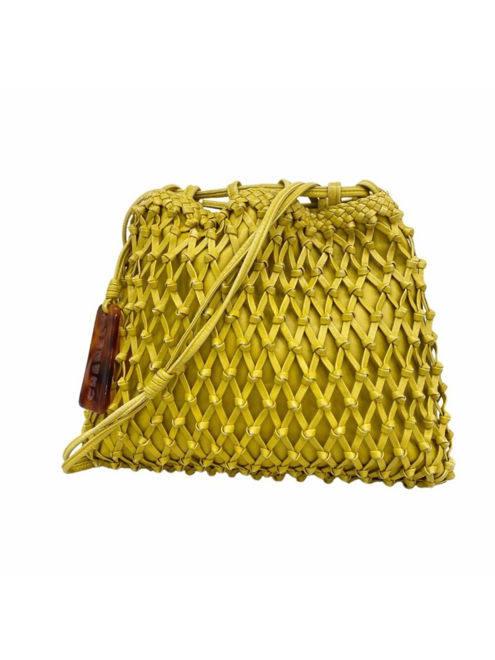 Chanel Shoulder Bag Leather Light Green Gold
